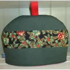 Teacosy weihnachtlich, Teekannen-Wärmer mit edler Weihnachts-Borte