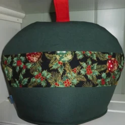 Teacosy weihnachtlich, Teekannen-Wärmer mit edler Weihnachts-Borte