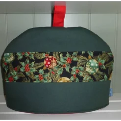 Teacosy weihnachtlich, Teekannen-Wärmer mit edler Weihnachts-Borte