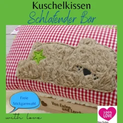 Teddykissen Bär Namenskissen Taufkissen Kuschelkissen Kindergartenkissen