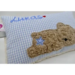 Teddykissen Bär Namenskissen Taufkissen Kuschelkissen Kindergartenkissen