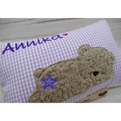 Teddykissen Bär Namenskissen Taufkissen Kuschelkissen Kindergartenkissen