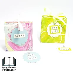 Teebeutelbuch Teealbum Hardcover, 2 Varianten-Marmorpapier oder Kleisterpapier