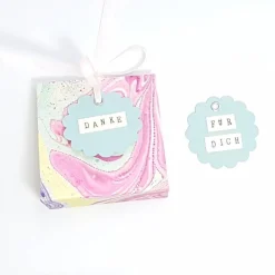 Teebeutelbuch Teealbum Hardcover, 2 Varianten-Marmorpapier oder Kleisterpapier