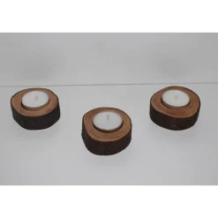 Teelichthalter aus Obstholz im Set (2er- oder 4er-Set) – handgefertigt mit Rinde & geölt