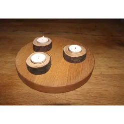 Teelichthalter aus Obstholz im Set (2er- oder 4er-Set) – handgefertigt mit Rinde & geölt