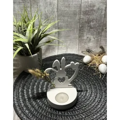 Teelichthalter Einschieber Raysin Osterhase Herz Trockenblumen Geschenkidee Ostern Mitbringsel Dekoration Homedekor weiß