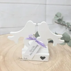 Teelichthalter mit Einschieber -Vogelpärchen- zum Hochzeitstag