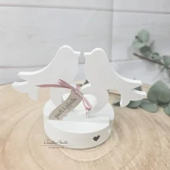 Teelichthalter mit Einschieber -Vogelpärchen- Hochzeitsgeschenk