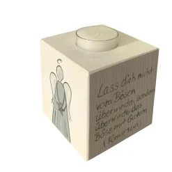 Teelichthalter/Kerzenwürfel/Teelichtwürfel aus Holz "Engel" Zur Taufe