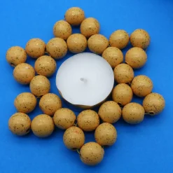 Teelichtstern aus Holzperlen, beige, Weihnachtsdeko, Advent, Dekoration, Perlenstern