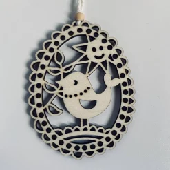 7-teilige Eieranhänger aus Holz, Holzeier als Dekoration oder Geschenk zu Ostern, filigrane gelaserte Eier