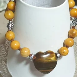Tigerauge Herz Edelstein Armband camel handgemacht Armband  Zugarmband