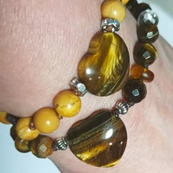 Tigerauge Herz Edelstein Armband camel handgemacht Armband  Zugarmband