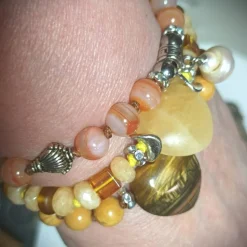 Tigerauge Herz Edelstein Armband camel handgemacht Armband  Zugarmband