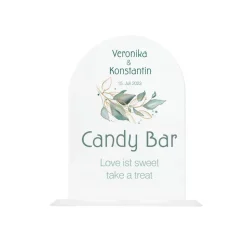 Tischaufsteller Hinweisschild Acryl Holz Salbei II