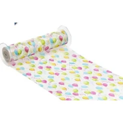 Tischband Einschulung Schulanfang Meterware Luftballons Geburtstag grün/gelb/türkis/petunie oder