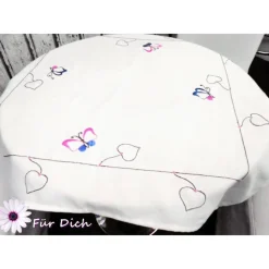 Tischdecke Schmetterling - handbestickt bestickt gestickt Schmetterling Frühling Mitteldecke