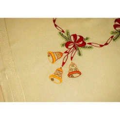 Tischdecke Weihnachten Adventzeit Glocken Tischtuch Weihnachtstischdecke handbestickte Tischdecke Mitteldecke Tischdekor
