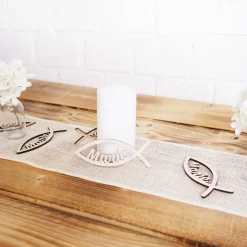 Tischdeko aus Holz, 10er Set, Fisch mit Name, Streuartikel zur Kommunion, Konfirmation, Taufe oder Geburt