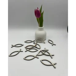 Tischdeko aus Holz Fische zur Konfirmation, Streudeko Fisch Dekoration für Taufe Kommunion, Jugendweihe