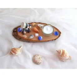 Tischdeko Baumscheibe "Matrose mit Anker"