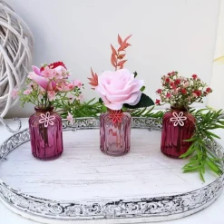 Tischdeko dekorierte Vase 3er Set rosa Stückpreis 7,95 Euro