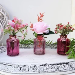 Tischdeko dekorierte Vase 3er Set rosa Stückpreis 7,95 Euro