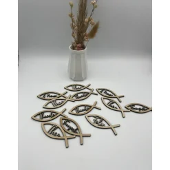 Tischdeko Fische mit Name, 10 Stück, Personalisierte Streudeko Fisch Andenken Dekoration für Taufe Kommunion Firmung Kon