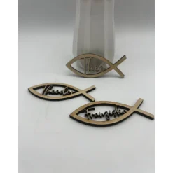 Tischdeko Fische mit Name, 10 Stück, Personalisierte Streudeko Fisch Andenken Dekoration für Taufe Kommunion Firmung Kon