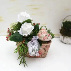 Tischdeko Gesteck Rosen mit Herz