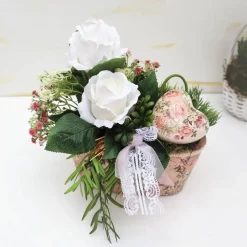 Tischdeko Gesteck Rosen mit Herz