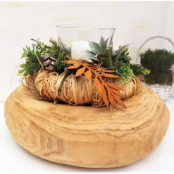 Tischdeko Tischgesteck groß Holzkranz Windlicht