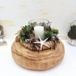 Tischdeko Tischgesteck groß Holzkranz Windlicht