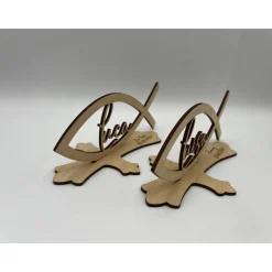 Tischdekoration  zur Konfirmation aus Holz, Taufdeko , Fisch mit Wunschname inkl. Gravur aus Holz, Kommunion, Taufe, Jug