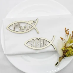 Tischdekoration zur Taufe | personalisierte Gastgeschenke zur Kommunion | Symbol für Konfirmation | Fisch Symbol