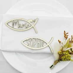 Tischdekoration zur Taufe | personalisierte Gastgeschenke zur Kommunion | Symbol für Konfirmation | Fisch Symbol