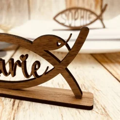 Tischdekoration zur Taufe | personalisierte Gastgeschenke zur Kommunion | Symbol für Konfirmation | Fisch Symbol