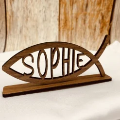 Tischdekoration zur Taufe | personalisierte Gastgeschenke zur Kommunion | Symbol für Konfirmation | Fisch Symbol