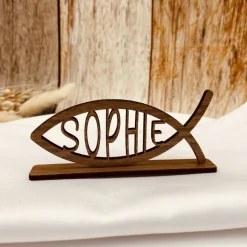 Tischdekoration zur Taufe | personalisierte Gastgeschenke zur Kommunion | Symbol für Konfirmation | Fisch Symbol