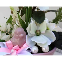 Tischgesteck Tischdeko rosa weiß