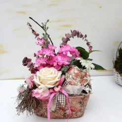 Tischgesteck Tischdeko romantisch  mit Rose