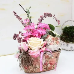 Tischgesteck Tischdeko romantisch  mit Rose