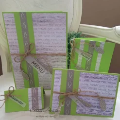 Tischkarte FISCHE Kommunion Konfirmation Firmung petrol oder Wunschfarbe