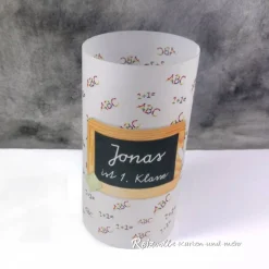 Tischlicht Lichthülle Einschulung – Schiefertafel Deko zum Schulanfang