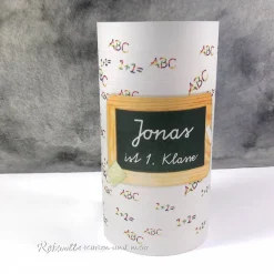 Tischlicht Lichthülle Einschulung – Schiefertafel Deko zum Schulanfang