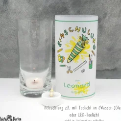 Tischlicht Lichthülle Einschulung Schultüte – Personalisierte Deko zur Einschulungsfeier