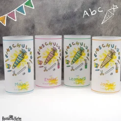 Tischlicht Lichthülle Einschulung Schultüte – Personalisierte Deko zur Einschulungsfeier