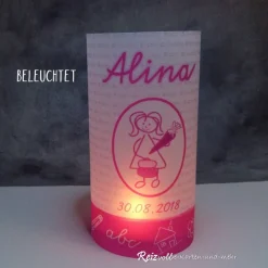 Tischlicht Lichthülle Einschulung Mädchen – Deko zur Einschulungsfeier