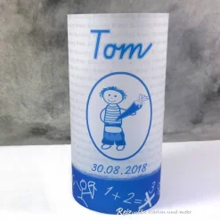 Tischlicht Lichthülle Einschulung Junge – Deko zum Schulanfang